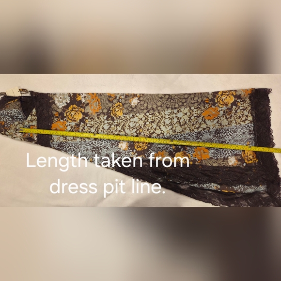 Free People Slip Brown Dress with Floral Accents, Size M. - Picture 13 of 15